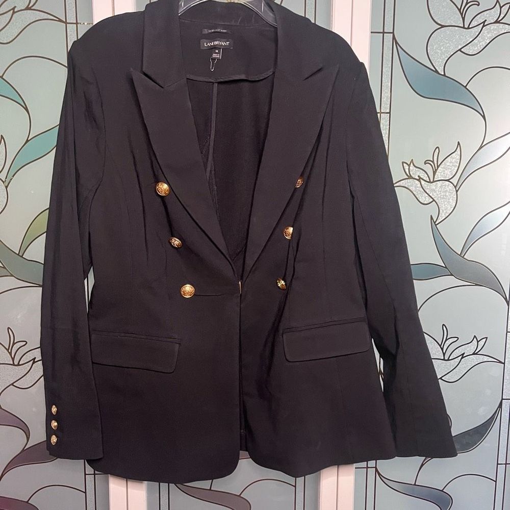 Lane Bryant Black Double Breasted Blazer w/ Gold Buttons- NWOT- Size 18